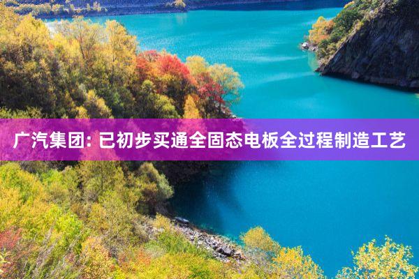 广汽集团: 已初步买通全固态电板全过程制造工艺