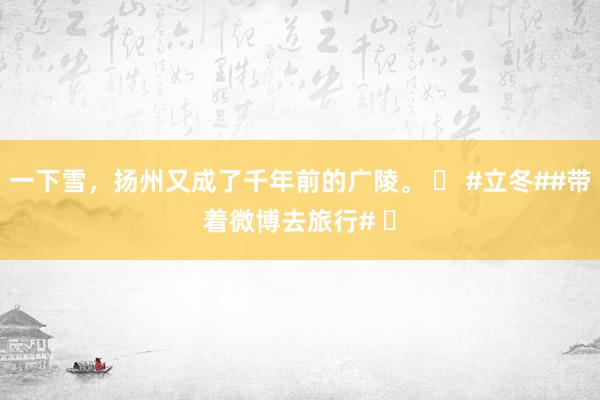 一下雪，扬州又成了千年前的广陵。 ​ #立冬##带着微博去旅行# ​