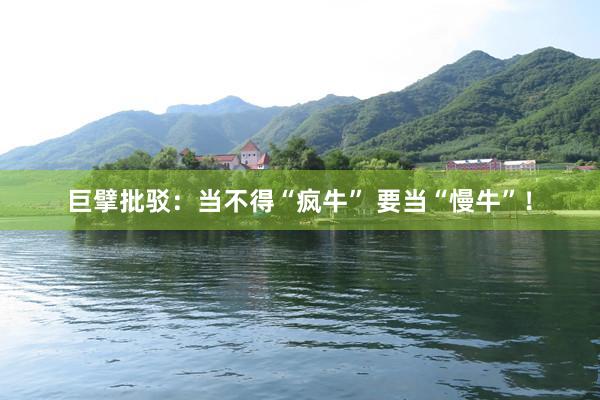 巨擘批驳：当不得“疯牛” 要当“慢牛”！