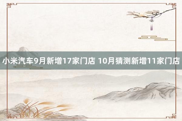 小米汽车9月新增17家门店 10月猜测新增11家门店